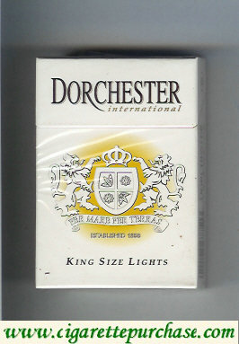 Dorchester International Lights white cigarettes hard box